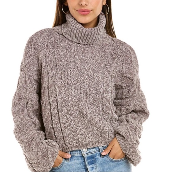 Blank NYC Sweaters - Blank NYC braided chenille cable sweater turtleneck size XL in nude